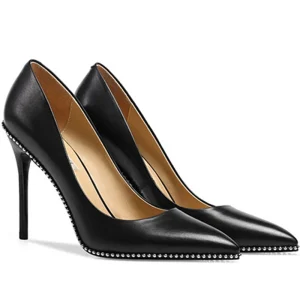 High Heel Stiletto Women’s Pumps Black Genuine Leather X19-c002 Ladies Women Wedding Sexy Shoes Heels for Lady