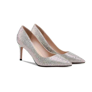 High Heel Women’s Pumps Gold Crystal Ladies Wedding Bride Shoes Heels for Women