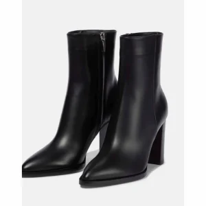 High Heeled Martin Boots Women’s Pointed Toe Thick Heel Short Boots Leather