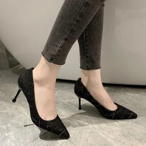 High Heels New Design Fall Point Head Shallow Mouth Thin heeled Professional Work Women Single Shoes