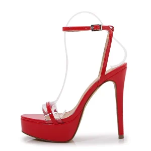 High Heels for Women Chunky Elegant Fashion Sandals Platform Line Strap Back Empty Buckle Fine Heel