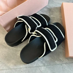 High Quality Light Weight Fashion Knit for Sandals Summer New Arrival Open Toe Woven Thick Sole Casual Flat for Women