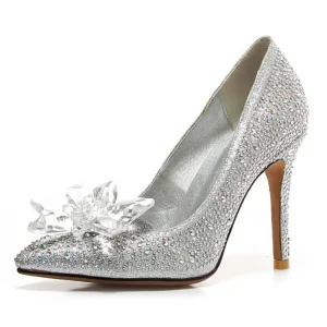 High Quality Low Heel Women Crystal Bridal Wedding Shoes