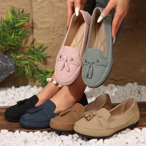 High Quality PU Leather Women Flat Loafers Fashion Slip-On Walking Style Casual Shoes Classic Anti Bow Business Dress