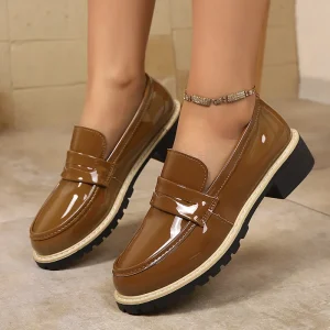 High Quality PU Women Flat Loafers Fashion Slip on Walking Style Casual Shoes Classic Anti Business Dress