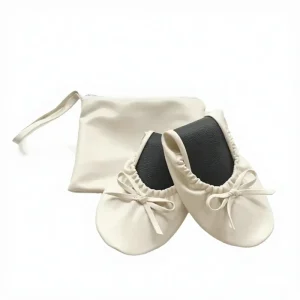 High Quality Printed Summer Spring Womens Flats Beige Slip On Roll up Ballet with Adjustable Strap and Colored Bag for Wedding