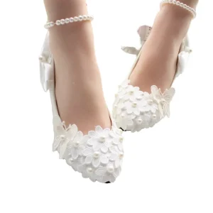 High Quality Summer Outdoor Women’s Large Size Medium Heel Bridal Wedding Shoes