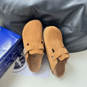 High Quality Unisex Customizable Clogs Mule Shoes Beach Women’s Genuine Leather Soft Suede Leather Clog Cork Sole Arch Support