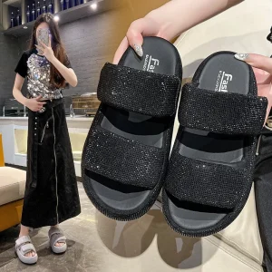 High Quality Women Slippers Bling Rhinestone Women Sandals Platform Fashion Shiny Women’s Casual Shoes