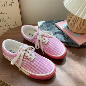 High Quality Women’s Korean Low-Top Casual Sports Shoes Comfort Canvas Upper Fashionable Trendy Flats