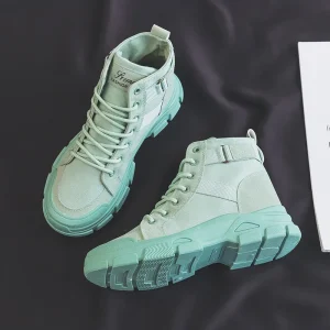 High Top Female Canvas Shoes Boots for Women New Versatile Short Tube Cloth Shoes Outdoor Walking Hiking Shoes Casual Wea