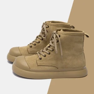 High Top Lace up Thick Soled Women’s Casual Shoes for Winter New Arrival Warm Solid Color Anti Slip Boots for Women