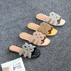 High quality Fashionable Outdoor Women’s Flat Sandals and slippers Are Lightweight and Breathable Rhinestones Sandals