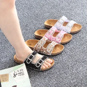 High quality Fashionable Shiny Crystal studded Slip on Comfortable and Breathable Durable Women’s Sandals and slippers