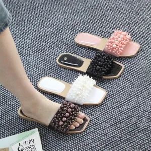 High-quality Fashionable Slip-on Casual Pearl Breathable Wear-resistant Lightweight Women’s Sandals slippers Comfortable Sandals