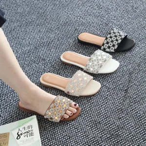 High quality Fashionable Slip-on Rhinestone Retro-style Casual Outdoor Lightweight Women’s Sandals and slippers