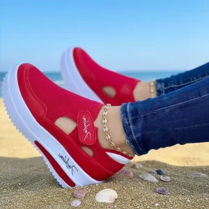 Hollow Out Breathable Plus Size Women’s Tennis Canvas Shoes Flats Chunky Sneakers Autumn Spring Casual Sport Platform Shoes