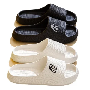 Home Slides Slippers Men’s and Women’s Summer Indoor Bathroom Bath Non-slip Couple Simple Light Slippers