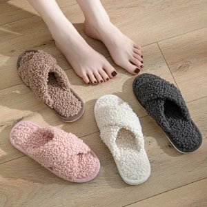 Home Slippers for Women Comfortable Plush Cotton Slippers