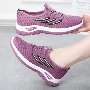 Hongyan Casual and Fashionable Running Shoes Fly Woven Breathable Women’s Shoes Soft Soled Trendy Sports Shoes