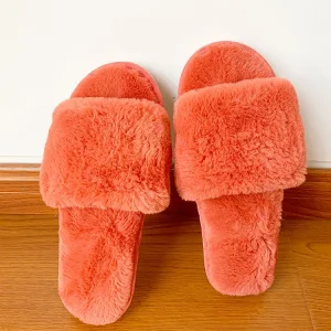 Hot Sales Indoor Winter for Slippers for Women Fluffy Faux Fur Comfortable Soft Open Toe Ones Strap Floor Bedroom for Slippers