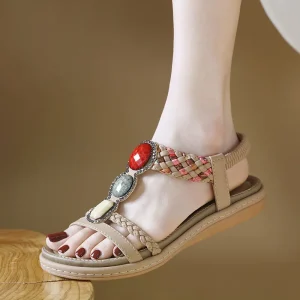 Hot Selling Spring Summer Platform Soft Soled Anti Slippery Lighted EVERGREEN Women’s Fashionable Elastic Bands Casual