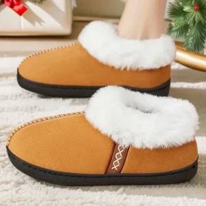 House Slippers for Woman Fuzzy House Shoes Memory Foam with Fuzzy Faux Fur Comfortable Non-Slip Warm Shoes