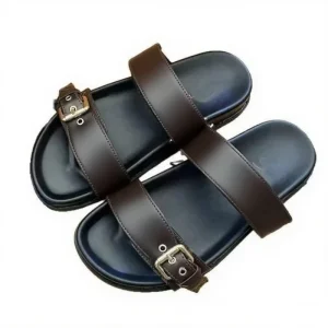 INS Luxury Women’s New High Quality Retro Printed Beach Slippers Outdoor Flat Metal Buckle Designer Printed Casual Sandals