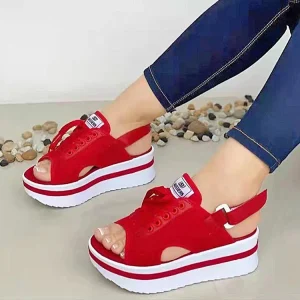 In Stock Plus Size Sandals Comfort Walking Summer Women’s Shoes Thick Bottom Increasing Height Wedge Heels Platform Sandals