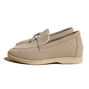Italian Niche Women’s Shoes Autumn Cowhide Upper Microfiber Lining Internal Heightening Rubber Outsole LP Loafers Tassel Flat