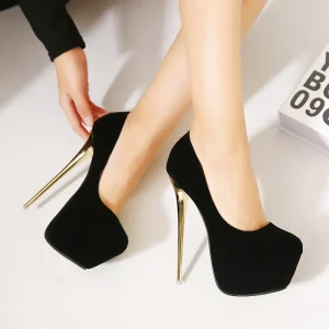 JISHI Thin Heel Waterproof Platform Red Women’s Square Toe Buckle Closure Solid Color 16cm Summer Outdoor Sexy High Heels