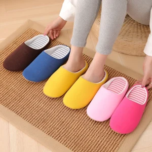 Japanese Style Women’s Cotton Slippers Soft Home Slides for Indoor Winter Comfort Lightweight Floor Shoes