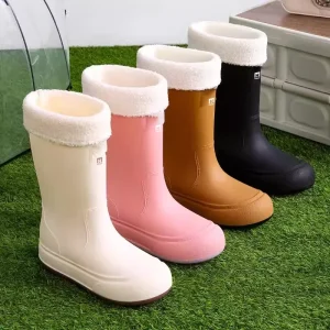 Japanese Style Women’s Rain Boots with Non Slip Rubber Insole Soft Comfortable Mesh Upper for Winter Season
