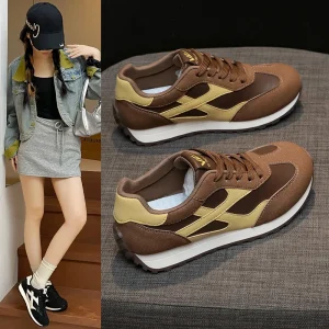 KT320 Customization Women’s Flat bottomed Shoes Retro Leather Surface Soft soled Sports Casual Shoes