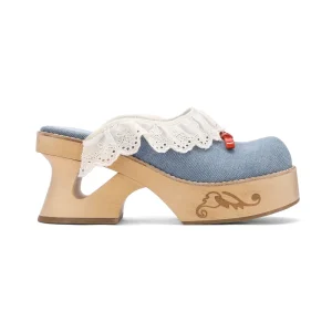 KUOCO Handmade Women’s Wood Mules Shoes Lolita Pumps with Wood Clogs Style
