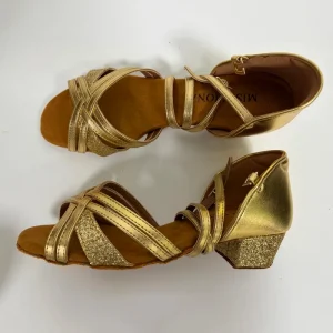 Kids Beginner Latin Dance Shoes Girls 3.5cm Heel PU Leather Ballroom Salsa Dance Practice Shoes With Non-Slip Suede Sole