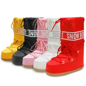 Knee high Snow Boots Winter Ski Space Boots High Tube Warm Tpr Outsole Thick Sole Lightweight Nylon Upper Comfortable