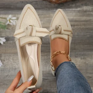 Knit Flats Women Spring Summer Casual Flats Single Layer Sole Shoes Comfort Knit Loafers Elastic Ballet Flats Slip On Flats