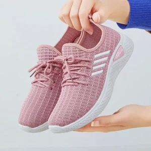 Korean Low Top Lace Up Ladies Running Shoes Flat Sport Casual Walking Style Shoes for Women