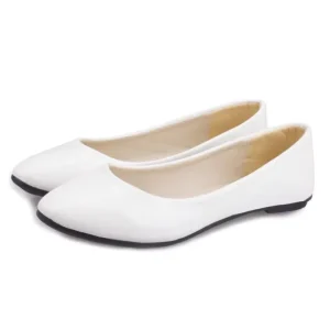 Korean Style Women’s Patent Leather Flat Shoes Single Pointed Toe Casual Work Large Size 42