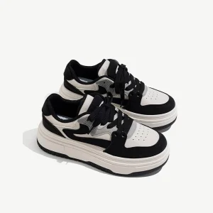 Korean Women’s Casual Sport Shoes Lace-Up Comfort Soft Anti-Slip for Spring Summer Fashion Skateboarding Shoes for Men