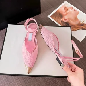 Lace Pointed Sandals Women’s Summer New One word Bag Head High heeled Sandals Women’s Outer Wear