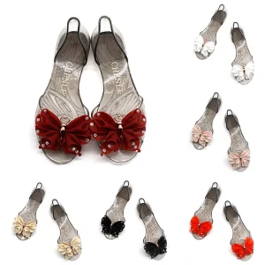 Ladies Butterfly Summer Jelly Shoes Bow Transparent Slippers for Women’s Sandals Clear