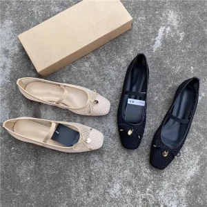 Ladies Casual Mary Jane Dress Shoes Square Toe Ballerina Mesh Women’s Breathable Flat Sandalias De Mujer