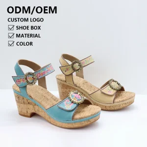 Ladies Chunky Heel Outdoor Beach Sandals Summer Platform Buckle Ethnic Elegant Casual Women’s Sandals