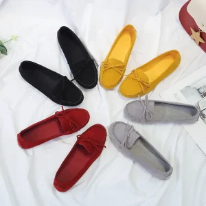 Ladies’ Comfortable Ballet Flats Women’s Candy Color Slip-On Loafers Shoes for Summer and Winter