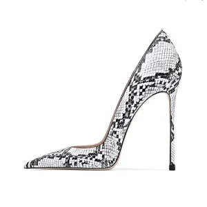 Ladies’ Custom Pumps with Thin Heels Women’s High Heels Dress Shoes Slip On Snake Printed Lining Height Increasing for Party