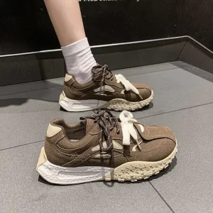 Ladies’ Fashion Casual Chunky Sneakers Light Mesh Walking Style Shoes