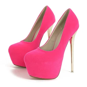 Ladies Fashion Heeled Shoes Womens Super Platform Thin Heels Pumps Slip On Suede Upper Lightweight Summer Autumn