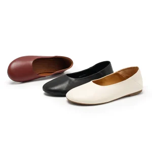 Ladies Genuine Leather Flat Loafers Light Weight Breathable Soft Fashion Trend for Summer Autumn Spring